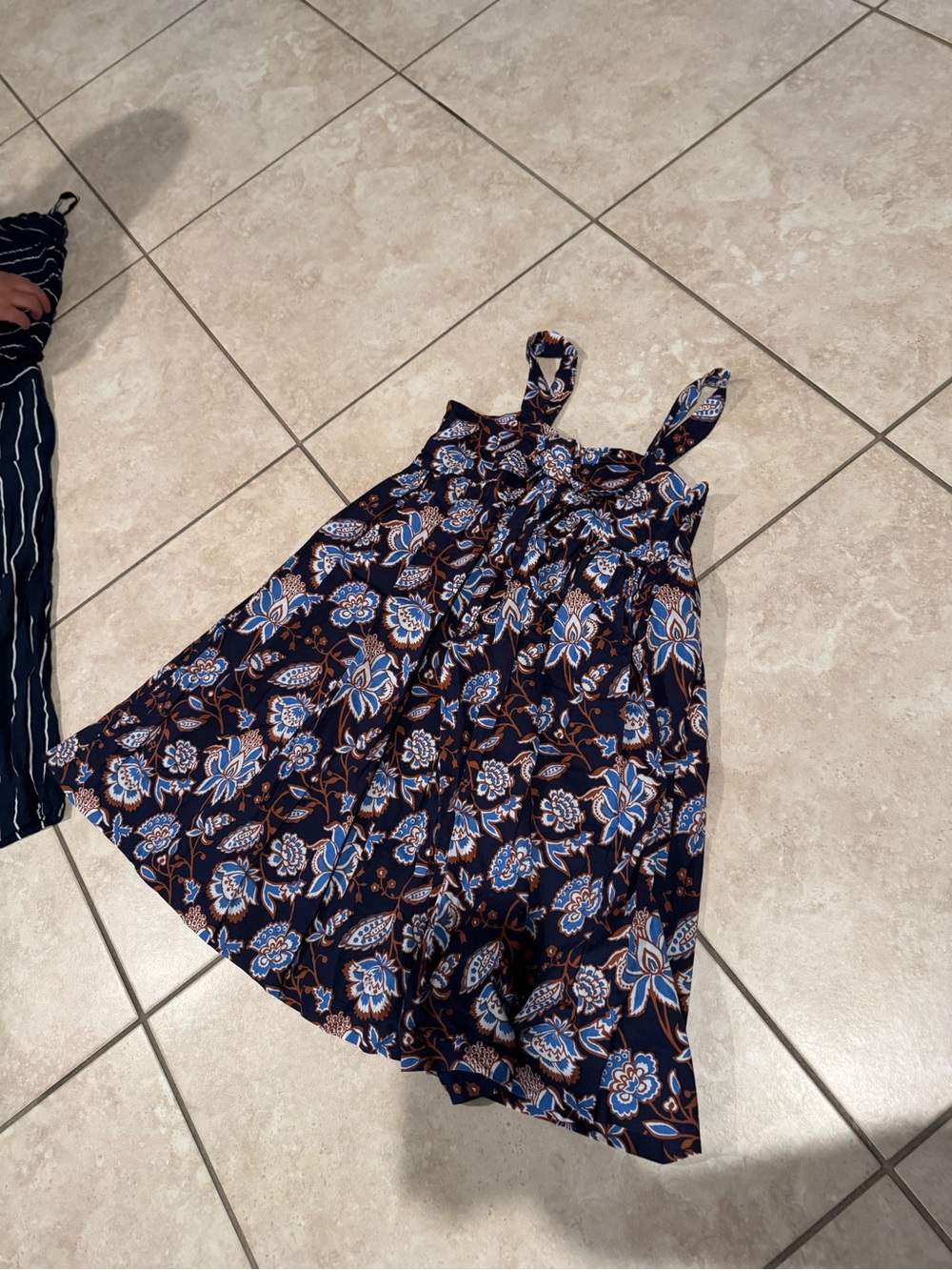 Janie and Jack Navy Floral Print Sundress with Blue Accents